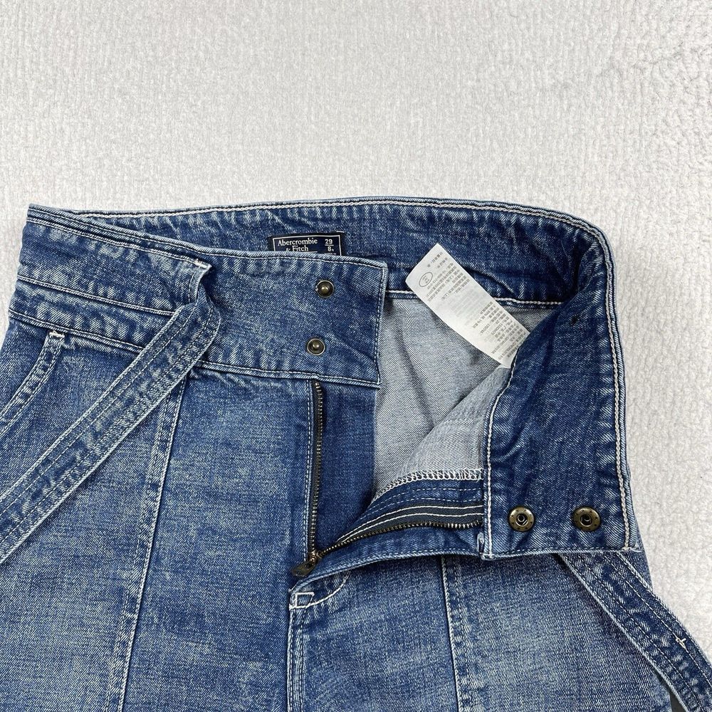 Abercrombie & Fitch Jeans Womens 29/8 Blue Denim Ultra High Rise Straight Belted - Picture 4 of 13